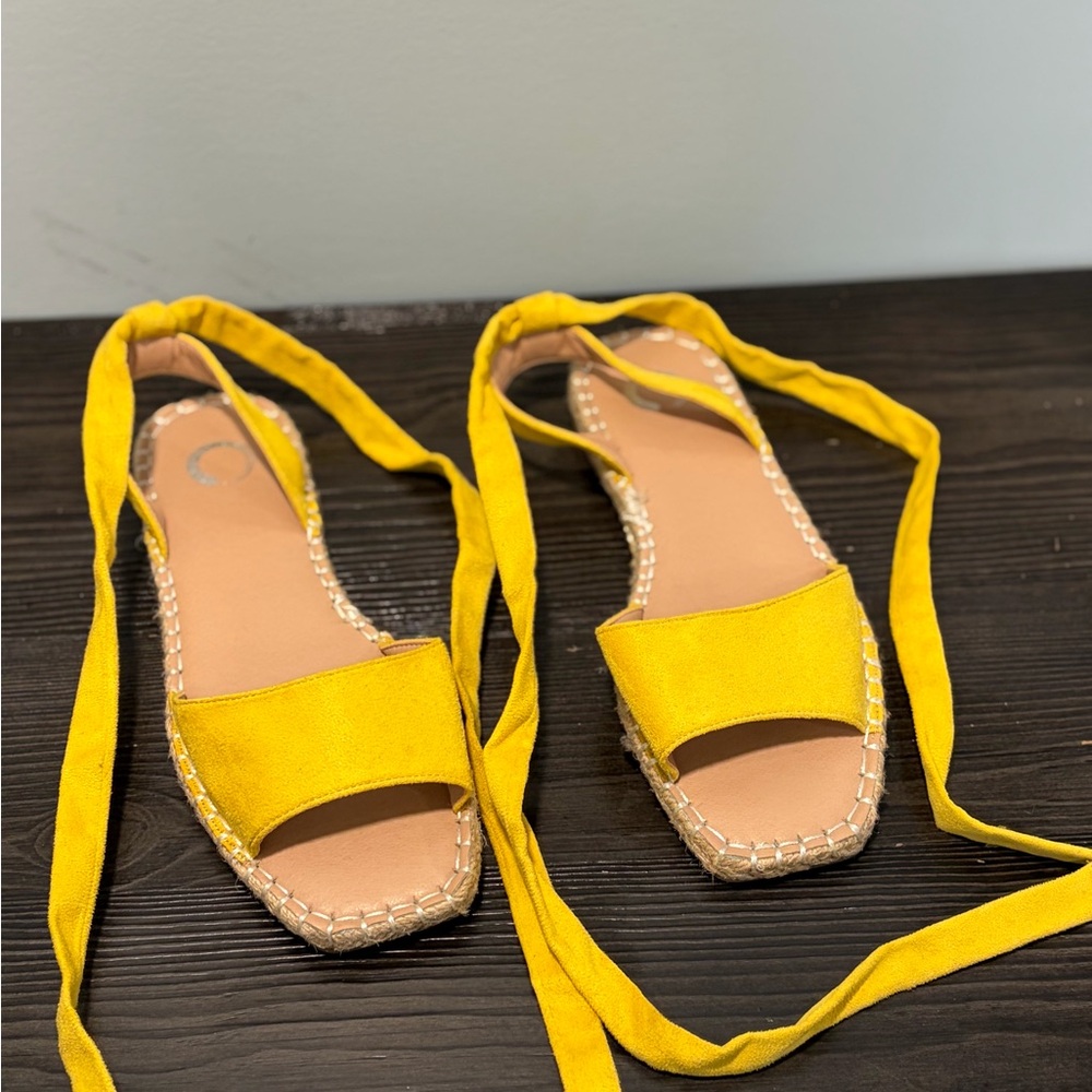 Yellow Women’s Lace-Up Flat Sandals